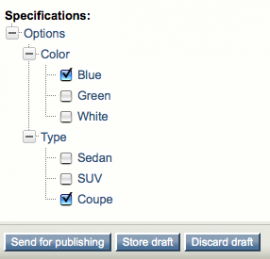 Content object edition for an eztreeselection attribute